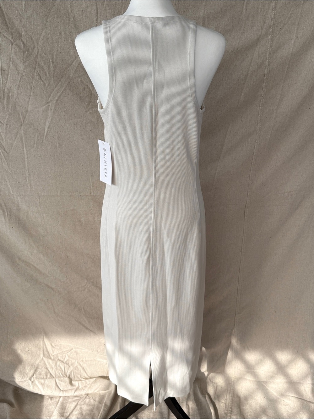 Athleta M Seasoft Rib Midi Tank Sleeveless Dress Ivory NWT - Picture 5 of 8